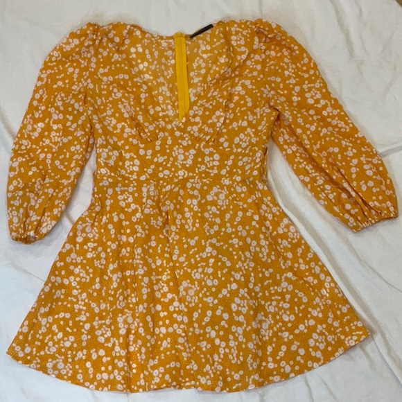SHEIN Orange Flower Summer Dress | Size M | Bow | Mini Dress | Light Dress - Picture 1 of 6